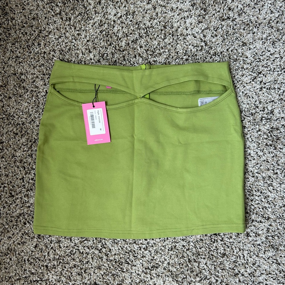 Edikted Green Cut Out Mini Skirt